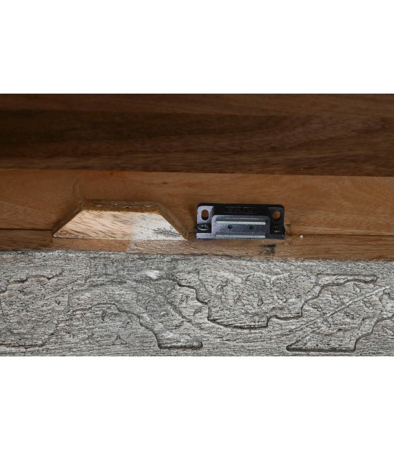 Mueble TV madera maciza gris étnico con seis puertas artesanal 8