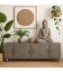 Mueble TV madera maciza gris étnico con seis puertas artesanal mdmhogar