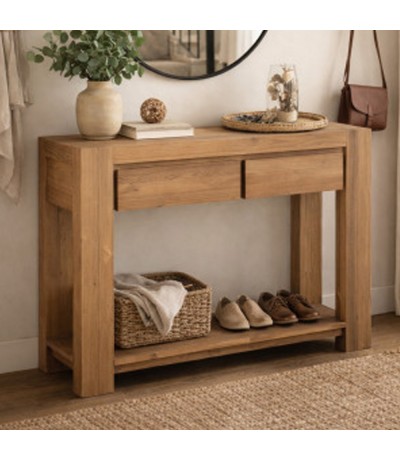 Consola entrada teca reciclada madera natural estilo boho mdmhogar