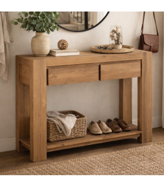 Consola entrada teca reciclada madera natural estilo boho mdmhogar
