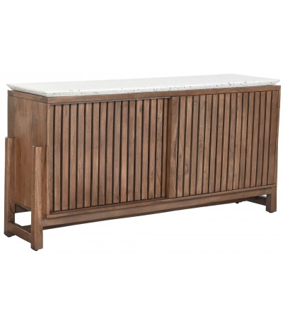 Aparador pequeño de acacia y terrazo estilo boho chic natural