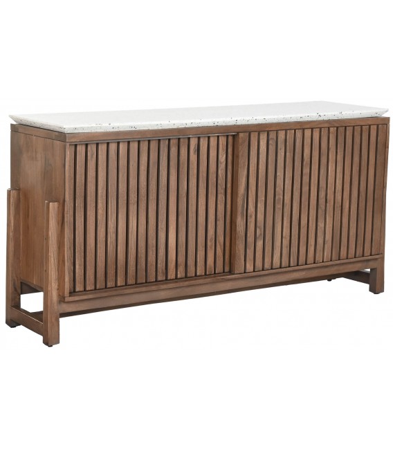 Aparador pequeño de acacia y terrazo estilo boho chic natural