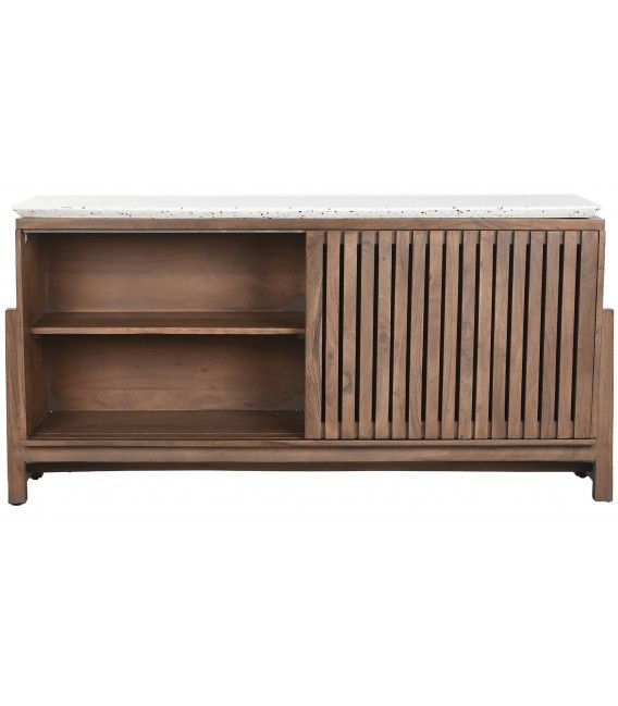 Aparador pequeño de acacia y terrazo estilo boho chic natural 2