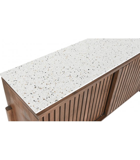 Aparador pequeño de acacia y terrazo estilo boho chic natural 4
