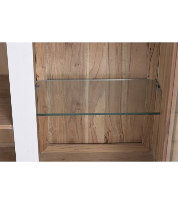 Armario alacena estilo boho de madera maciza de acacia natural 3