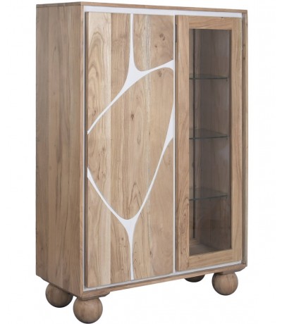 Armario alacena estilo boho de madera maciza de acacia natural