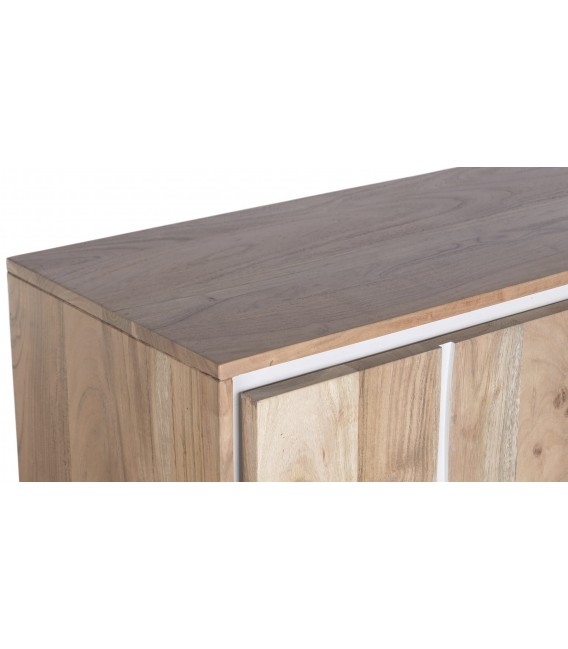 Armario alacena estilo boho de madera maciza de acacia natural 3