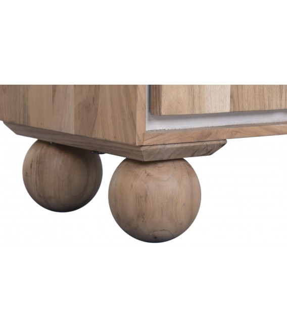 Armario alacena estilo boho de madera maciza de acacia natural 4