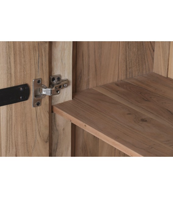 Armario alacena estilo boho de madera maciza de acacia natural 5