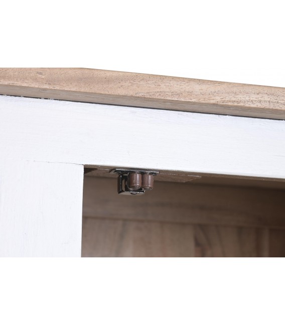 Armario alacena estilo boho de madera maciza de acacia natural 7