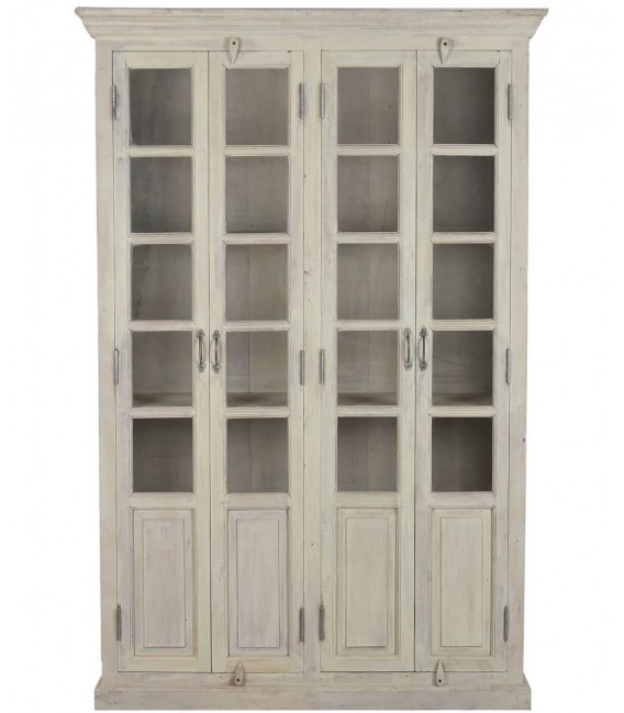 Vitrina grande de madera, 4 puertas acristaladas, estilo colonial.1