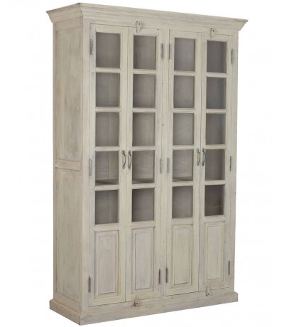 Vitrina grande de madera, 4 puertas acristaladas, estilo colonial.