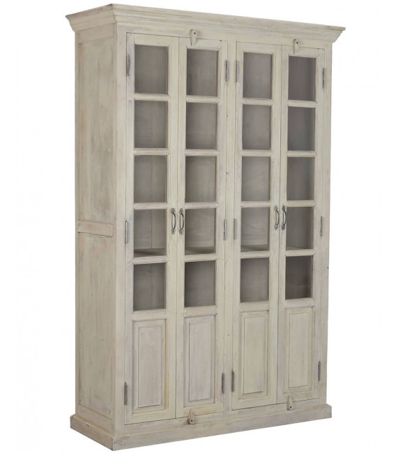 Vitrina grande de madera, 4 puertas acristaladas, estilo colonial.