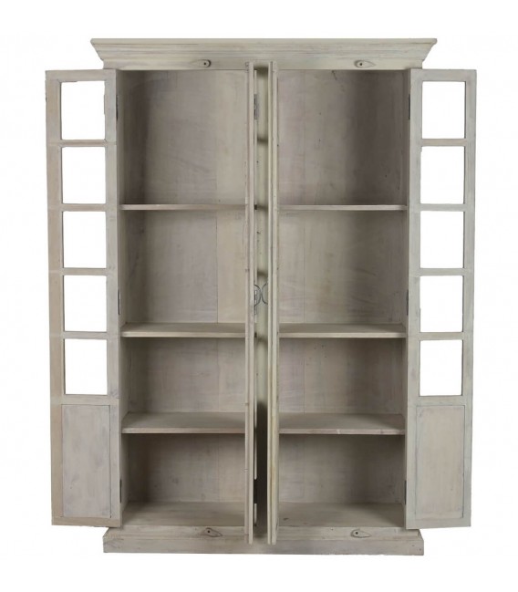 Vitrina grande de madera, 4 puertas acristaladas, estilo colonial.2