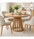 Mesa de comedor de forma  redonda grande en madera natural boho mdmhogar