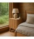 Mesita de noche de estilo boho en madera maciza natural de acacia mdmhogar