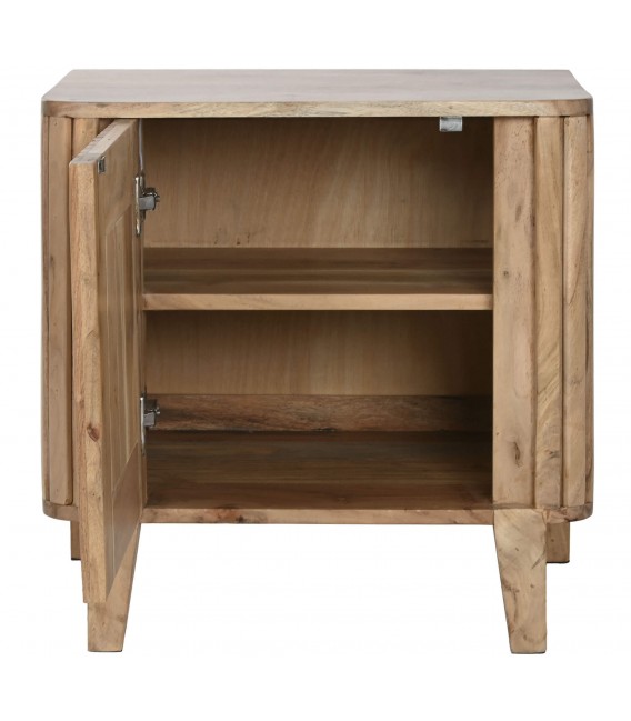 Mesita de noche de estilo boho en madera maciza natural de acacia 2