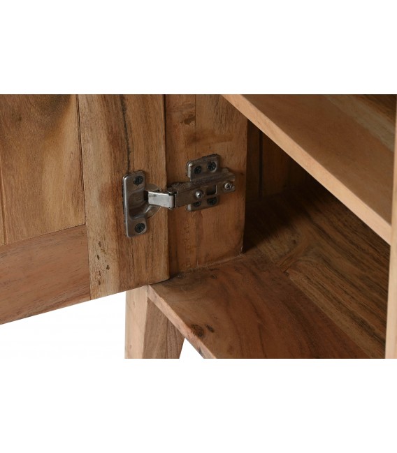 Mesita de noche de estilo boho en madera maciza natural de acacia 3