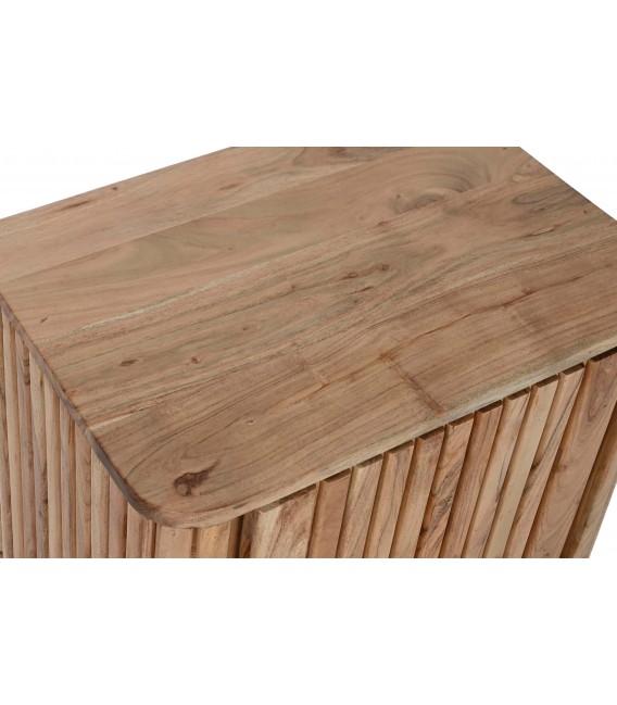 Mesita de noche de estilo boho en madera maciza natural de acacia 5