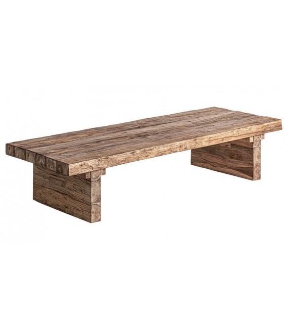 Mesa de centro rectangular de madera de teca maciza reciclada