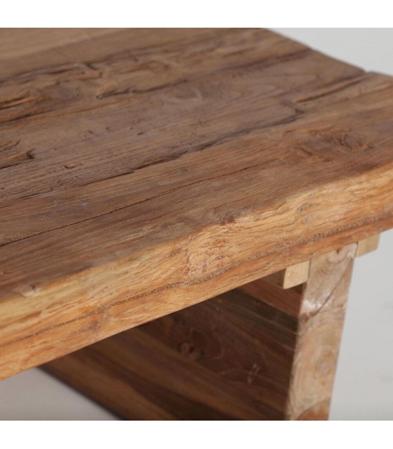 Mesa de centro rectangular de madera de teca maciza reciclada 3