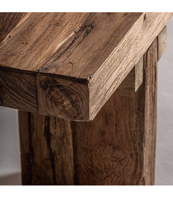 Mesa de centro rectangular de madera de teca maciza reciclada 7