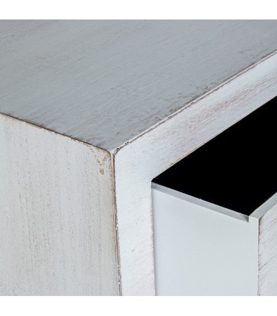 Consola de entrada estilo clásico pintada en madera blanca rozada 7