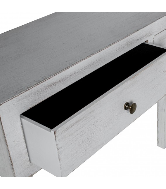 Consola de entrada estilo clásico pintada en madera blanca rozada 8