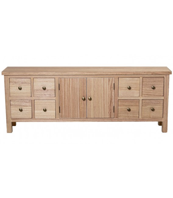 Mueble de TV madera paulownia maciza natural artesanal estilo boho 1