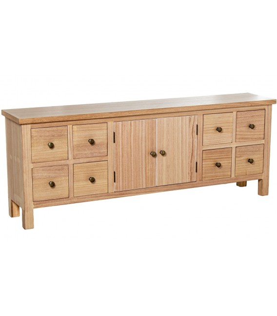 Mueble de TV madera paulownia maciza natural artesanal estilo boho