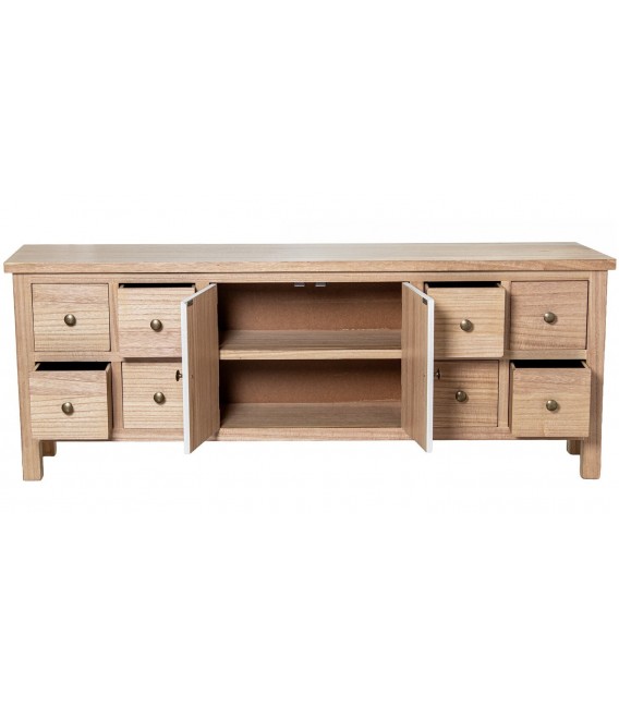 Mueble de TV madera paulownia maciza natural artesanal estilo boho 2