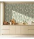 Papel pintado geométrico azul beige y dorado estilo art decó Mdmhogar