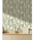 Papel pintado geométrico azul beige y dorado estilo art decó3