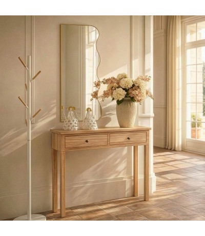 Consola de entrada estilo boho en madera maciza natural elegante mdmhogar
