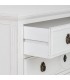 Cómoda de madera tallada blanca rozada con tres cajones romantica 4
