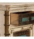 Taquillón madera envejecida crema turquesa étnico dos puertas 3