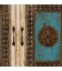 Taquillón madera envejecida crema turquesa étnico dos puertas 5
