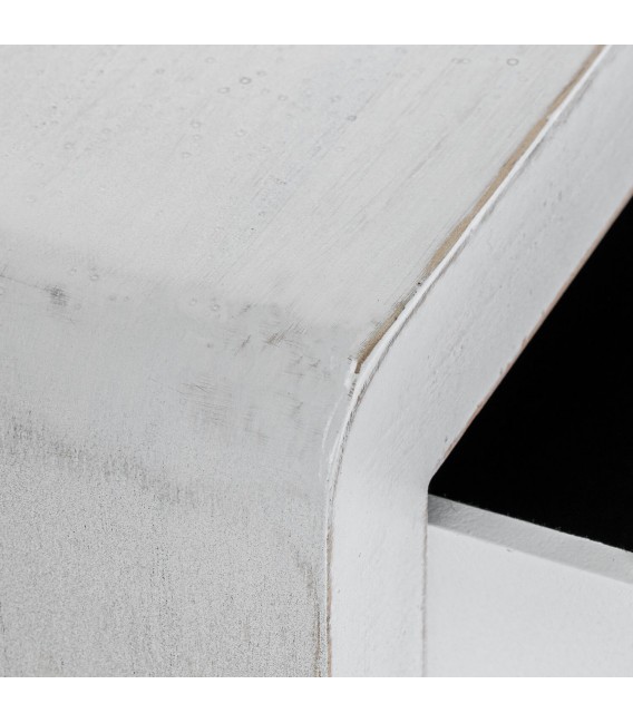 Mesita de noche blanca decapé de madera con un cajón ibicenca 6