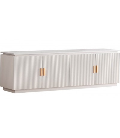 Mueble TV de madera crema de cuatro puertas estilo boho con dorado