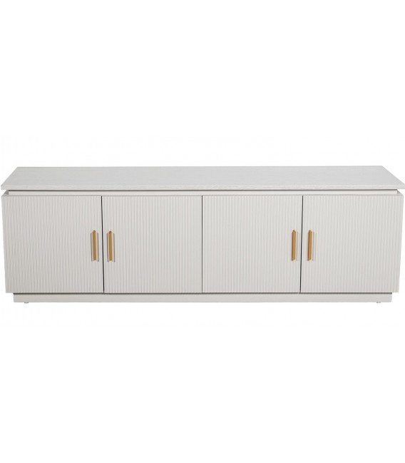 Mueble TV de madera crema de cuatro puertas estilo boho con dorado 1