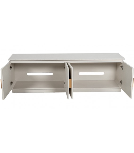Mueble TV de madera crema de cuatro puertas estilo boho con dorado 3