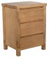 Mesita de noche de madera natural con tres cajones estilo boho mdmhogar