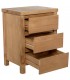 Mesita de noche de madera natural con tres cajones estilo boho 1