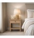Mesita de noche de madera natural con un cajón boho envejecida mdmhogar