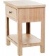 Mesita de noche de madera natural con un cajón boho envejecida  4