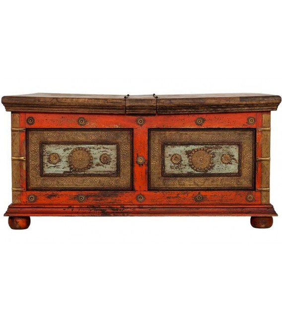 MESA DE CENTRO ARCON CUADRADA 100 X 100 X 47 RITUALS MADERA ROJA APLICACIONES METAL