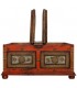 MESA DE CENTRO ARCON CUADRADA 100 X 100 X 47 RITUALS MADERA ROJA APLICACIONES METAL