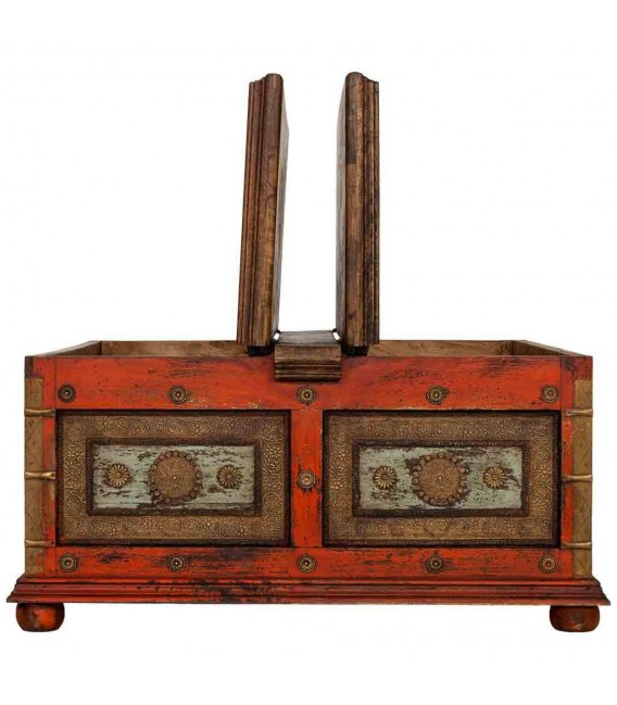 MESA DE CENTRO ARCON CUADRADA 100 X 100 X 47 RITUALS MADERA ROJA APLICACIONES METAL