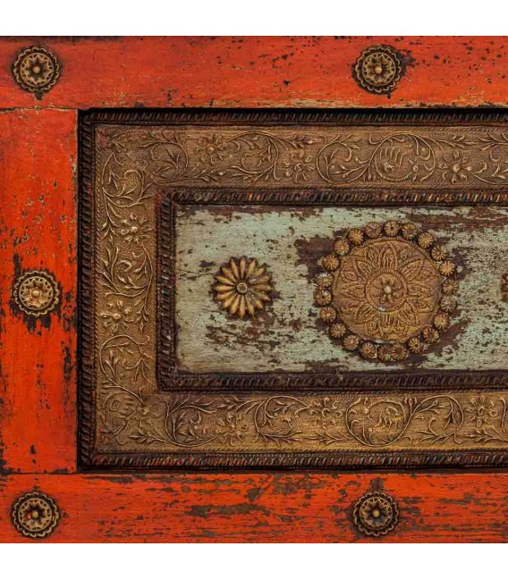 MESA DE CENTRO ARCON CUADRADA 100 X 100 X 47 RITUALS MADERA ROJA APLICACIONES METAL