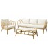 Set de exterior boho de sofá, sillones y mesa en ratán natural
